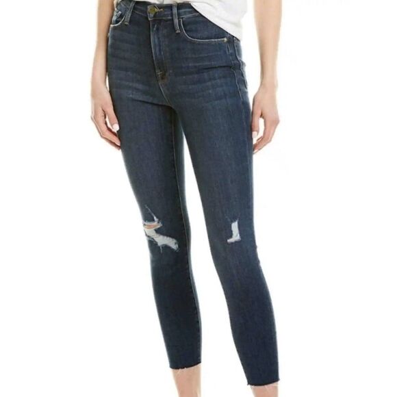Frame Ali Dublin High Rise Cigarette Jeans Womens Size 28 Ripped Stretch‎ Blue - Picture 1 of 8
